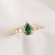 Estel Fleur Ring, 0.90ct Blue Green Montana Sapphire