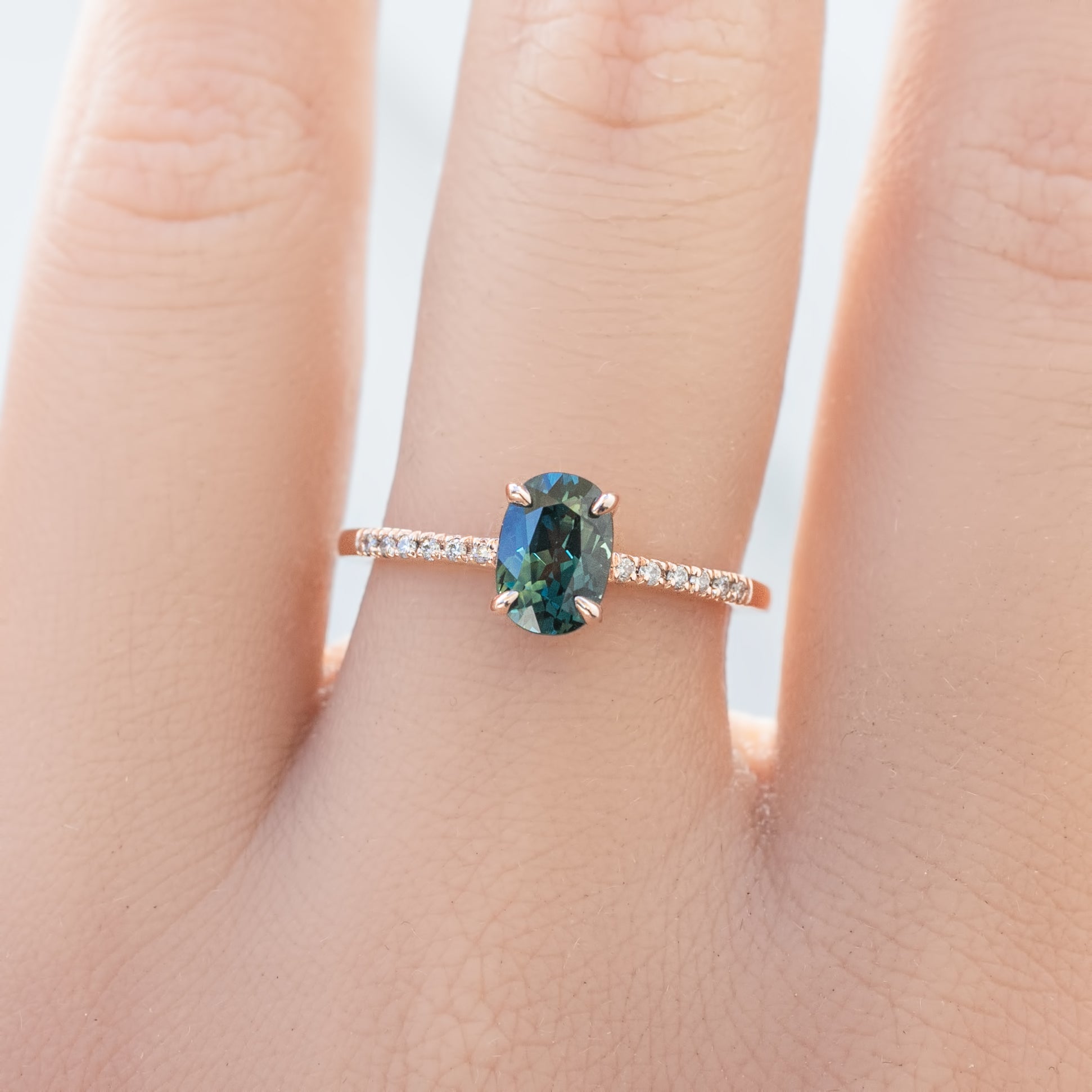 Audrey Ring, 1.1ct Queensland Sapphire, oval shape gemstone