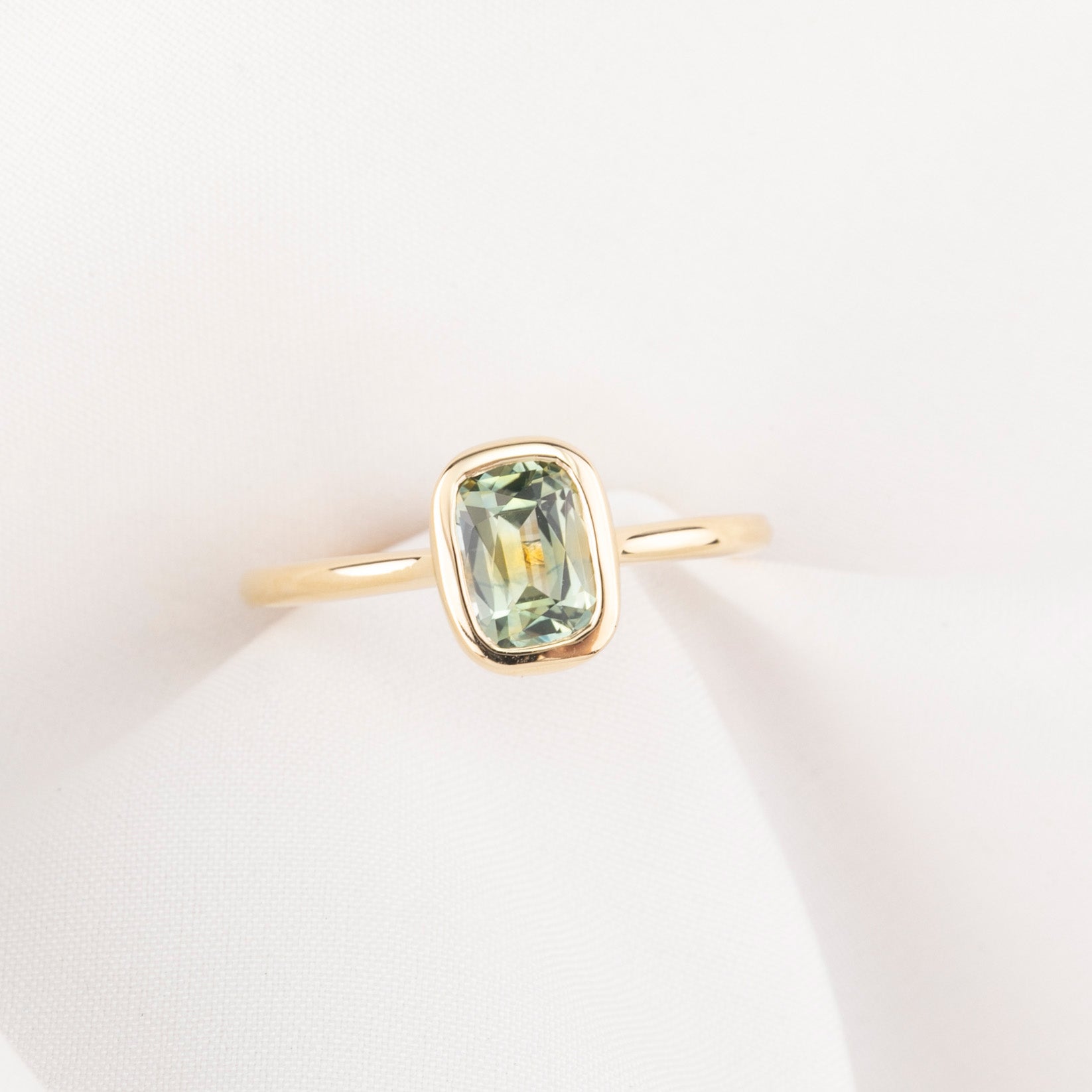 Riley Ring, 1.10ct Light Green Montana Sapphire
