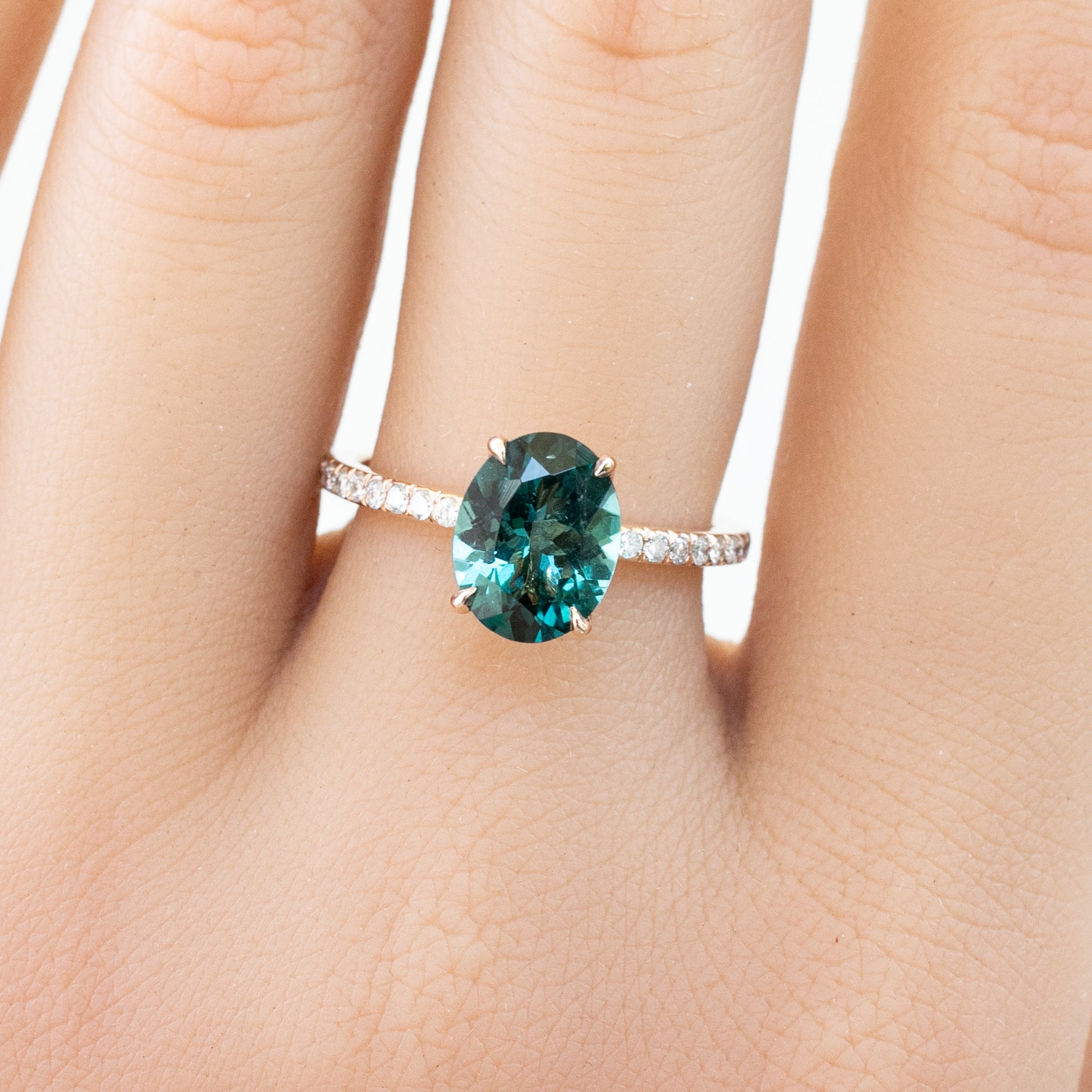 Maria Ring with 1.8ct Namibian Green Tourmaline in 14k rose gold, handmade and ethically sourced by Envero Jewelry