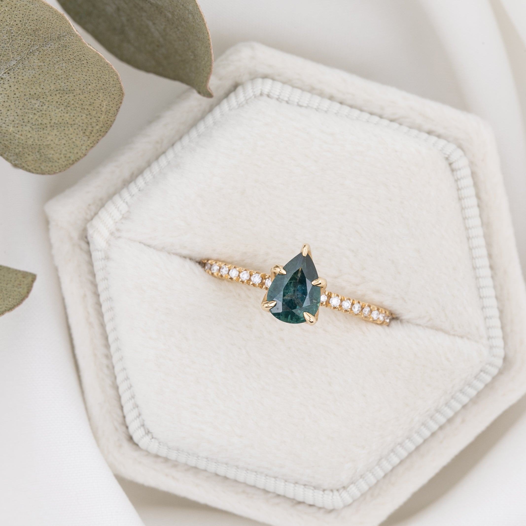 Maria Ring, 0.8ct Montana Sapphire, handmade with ethically sourced stones in recycled 14k gold band packaging included.