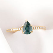 Maria Ring, 0.80ct Blue Green Montana Sapphire