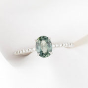 Audrey Ring, 1.01ct Light Green Unheated Sapphire
