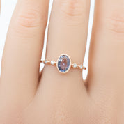 Celeste Ring, 0.74ct Purple Madagascar Sapphire, oval shape gemstone