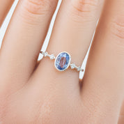 Celeste Ring, 0.76ct Madagascar Sapphire, oval shape gemstone