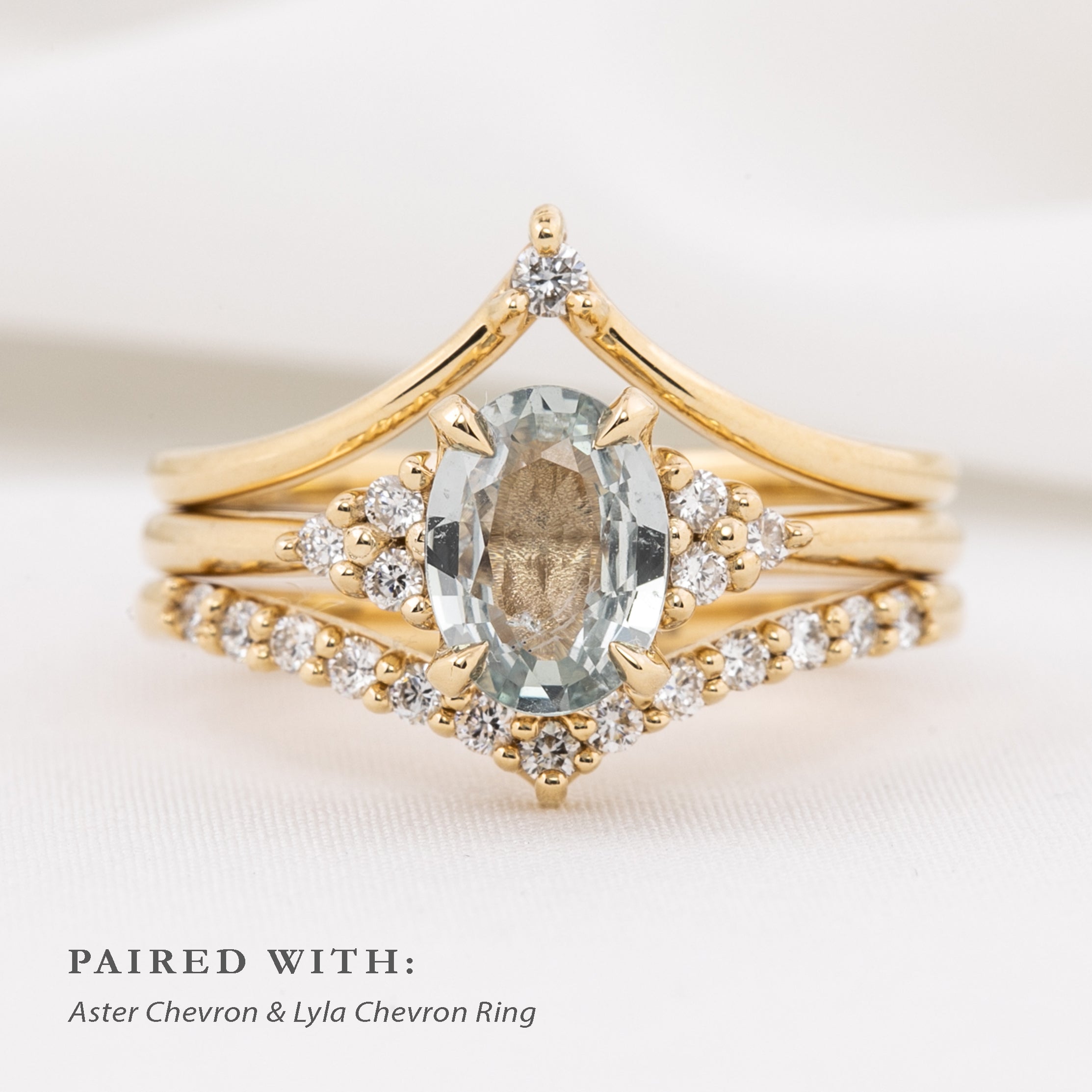Teresa Ring, 1.40ct Light Green Yellow Unheated Sapphire, oval shape gemstone