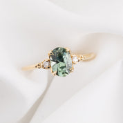 Estel Ring 1.28ct Light Blue Green Oval Montana Sapphire, 14K Yellow Gold (One of a kind)