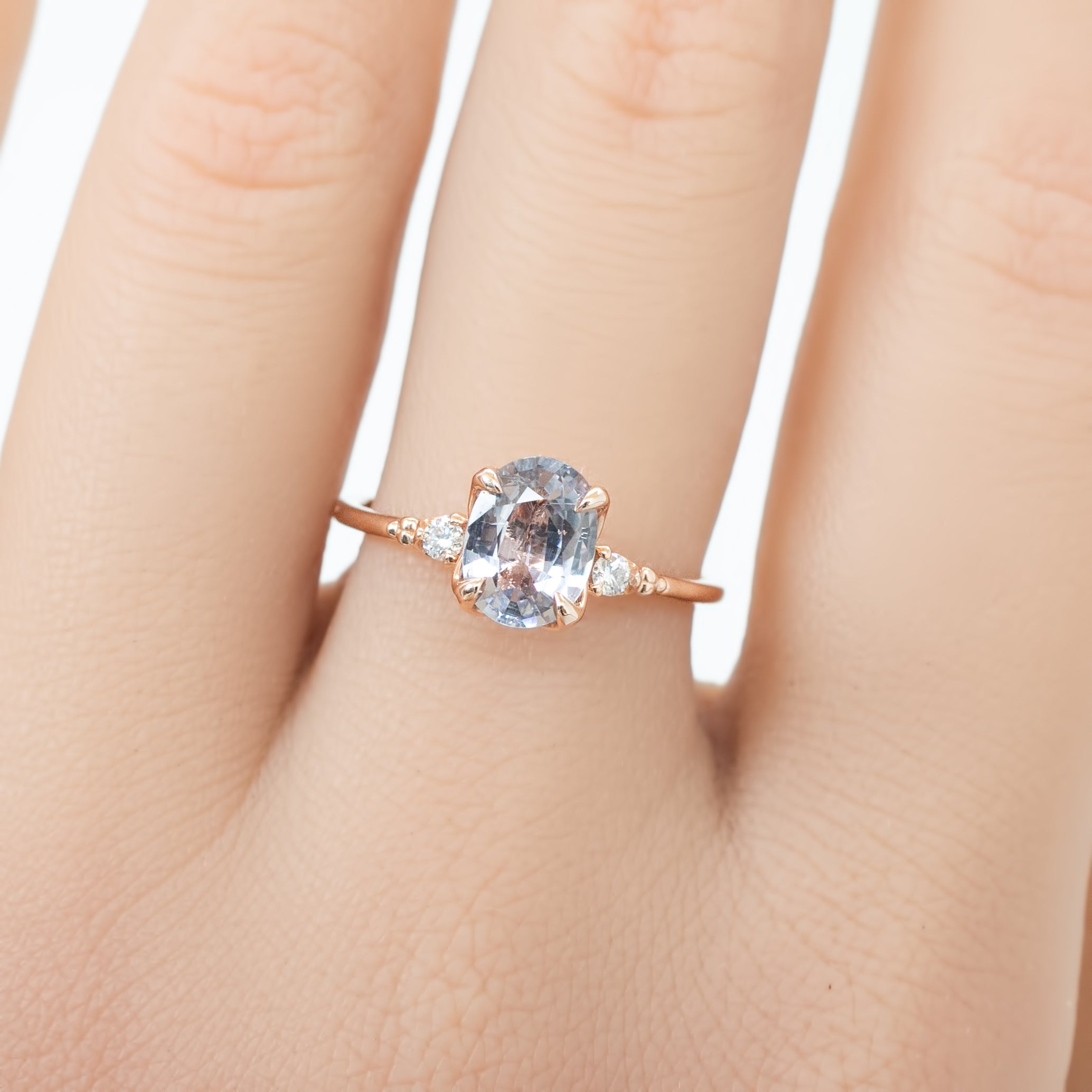 【一点物】エステルリング ・1.38ct・非加熱ラベンダーブルーサファイア・K14RG
