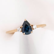 Emilie Ring, 0.72ct Deep Blue Montana Sapphire