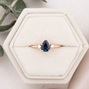 Emilie Ring, 0.72ct Deep Blue Montana Sapphire