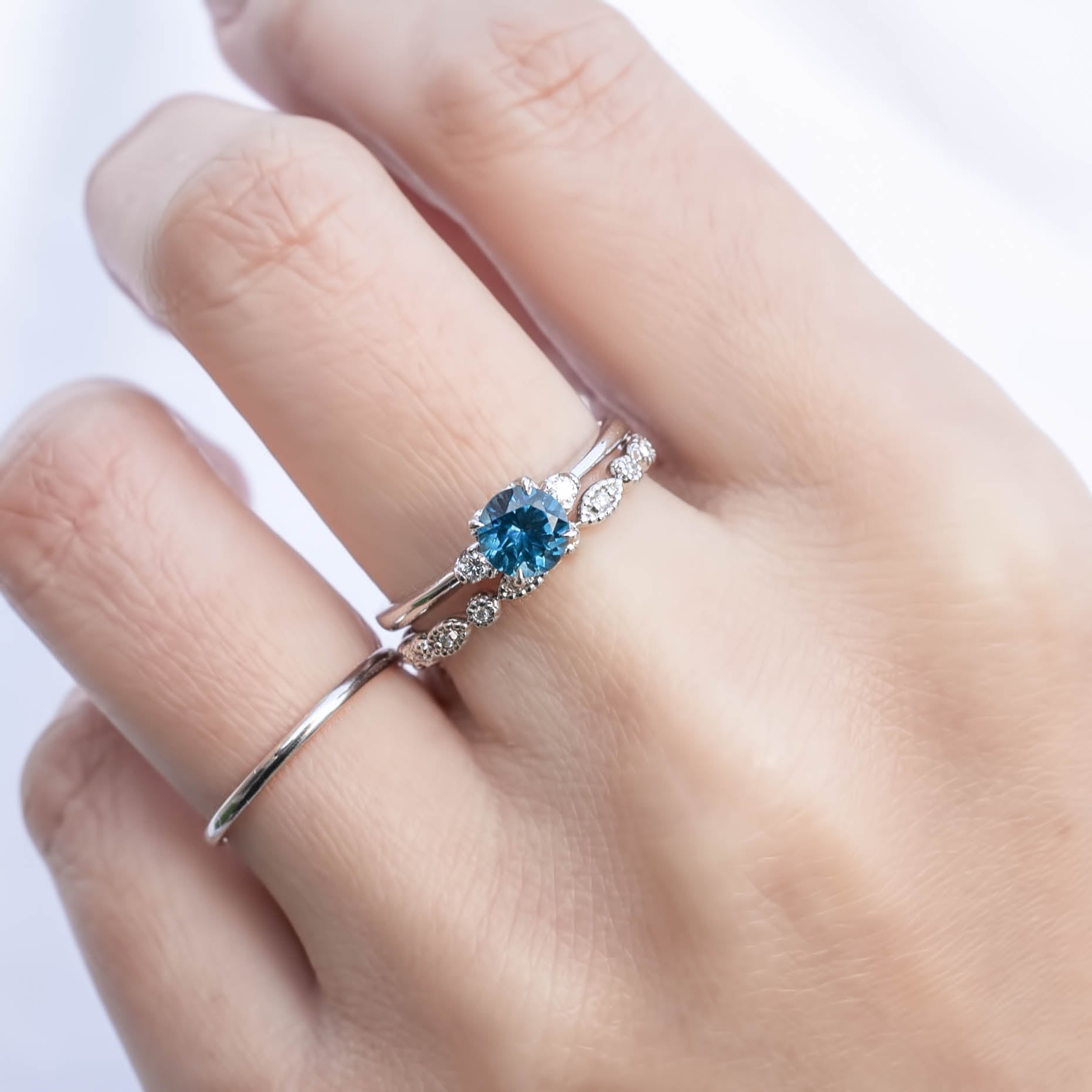 Sofia Ring, 0.77ct Montana Sapphire