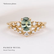 Estel Fleur Four Prongs Ring, 1.06ct Light Blue Green Montana Sapphire, oval shape gemstone