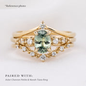 Estel Fleur Four Prongs Ring, 1.06ct Light Blue Green Montana Sapphire, oval shape gemstone