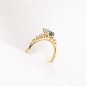 Estel Fleur Ring, 0.86ct Light Blue Green Montana Sapphire