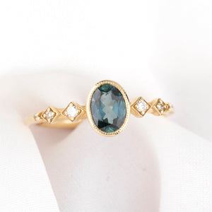 【一点物】セレステリング ・0.89ct・非加熱クイーンズランド産ブルーサファイア・K14YG