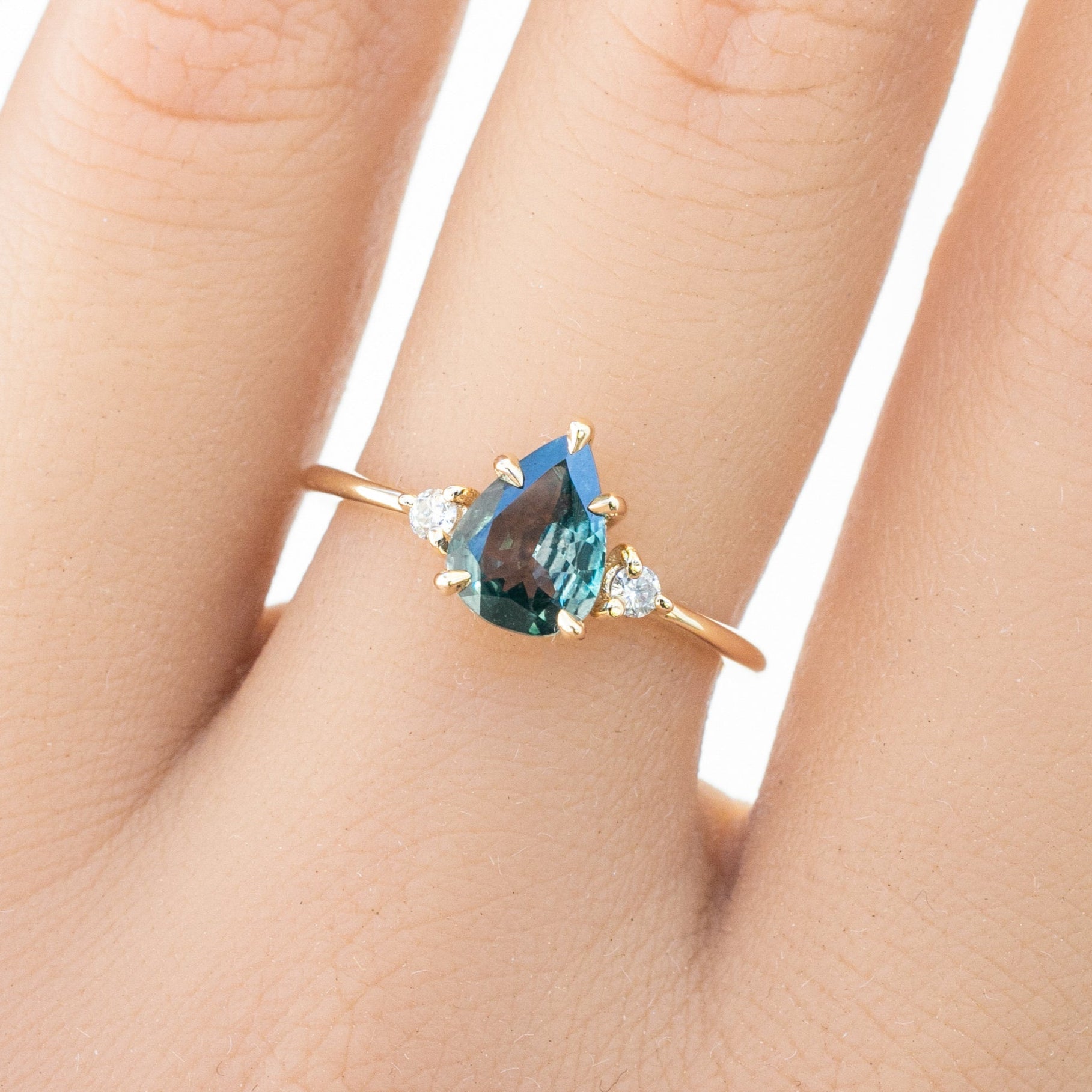Emilie Ring, 0.97ct Green Montana Sapphire