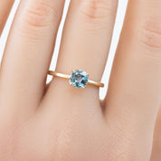 【一点物】サラリング ・0.89ct・加熱モンタナ産ライトブルーグリーンサファイア・K14YG