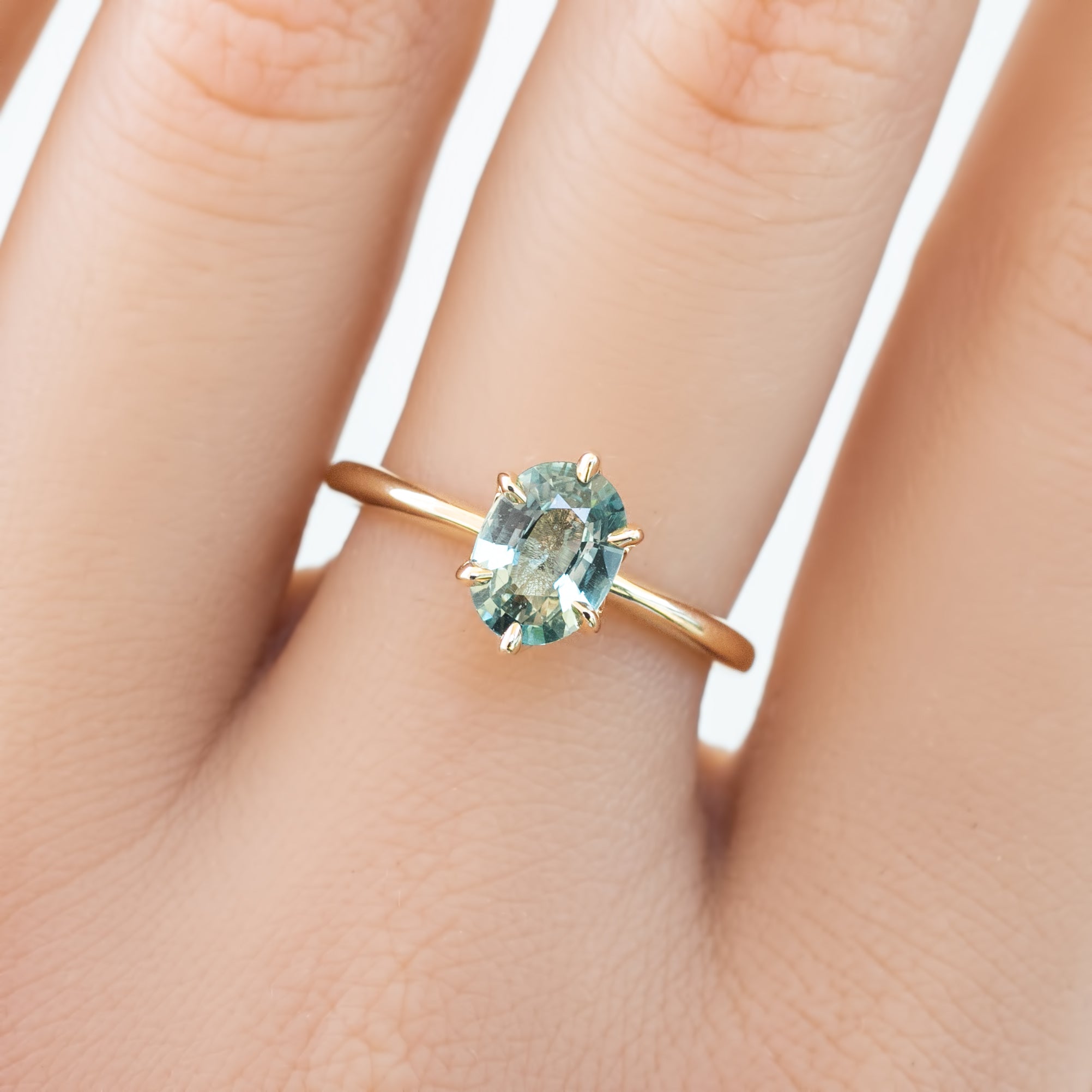 【一点物】フローリンリング ・1.11ct・非加熱グリーンサファイア・K14YG