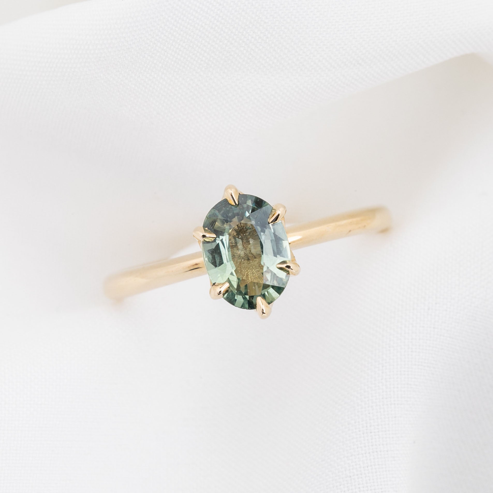 【一点物】フローリンリング ・1.11ct・非加熱グリーンサファイア・K14YG