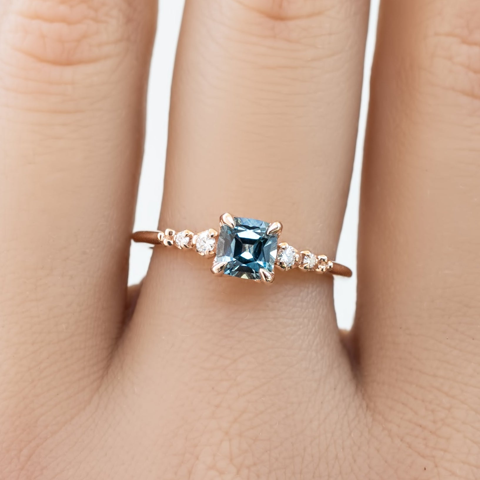 Estel Fleur Ring, 0.77ct Blue Montana Sapphire