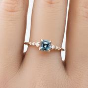 Estel Fleur Ring, 0.77ct Blue Montana Sapphire