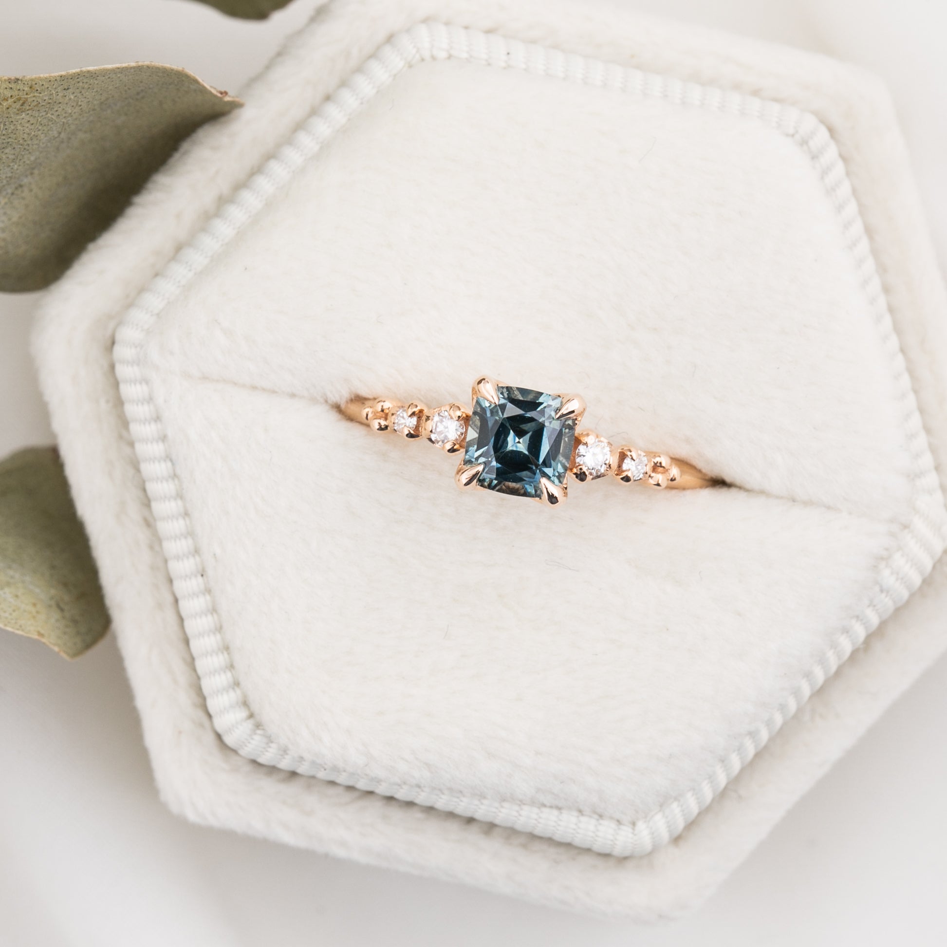Estel Fleur Ring, 0.77ct Blue Montana Sapphire