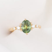 【即日配送】エステルフルールリング ・1.61ct・加熱モンタナ産グリーンイエローサファイア・K14YG