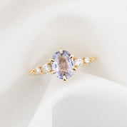 Estel Fleur Six Prongs Ring 1.36ct Lavender Blue Unheated Oval Sapphire, 14K Yellow Gold (One of a kind)