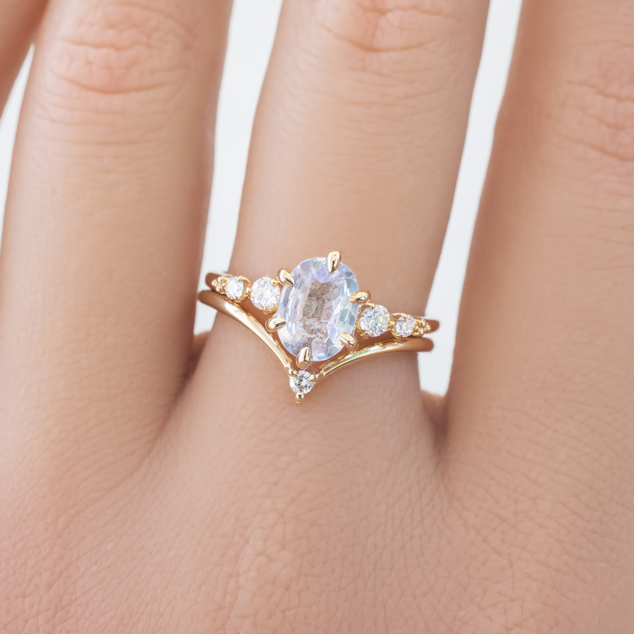 Estel Fleur Six Prongs Ring 1.36ct Lavender Blue Unheated Oval Sapphire, 14K Yellow Gold (One of a kind)