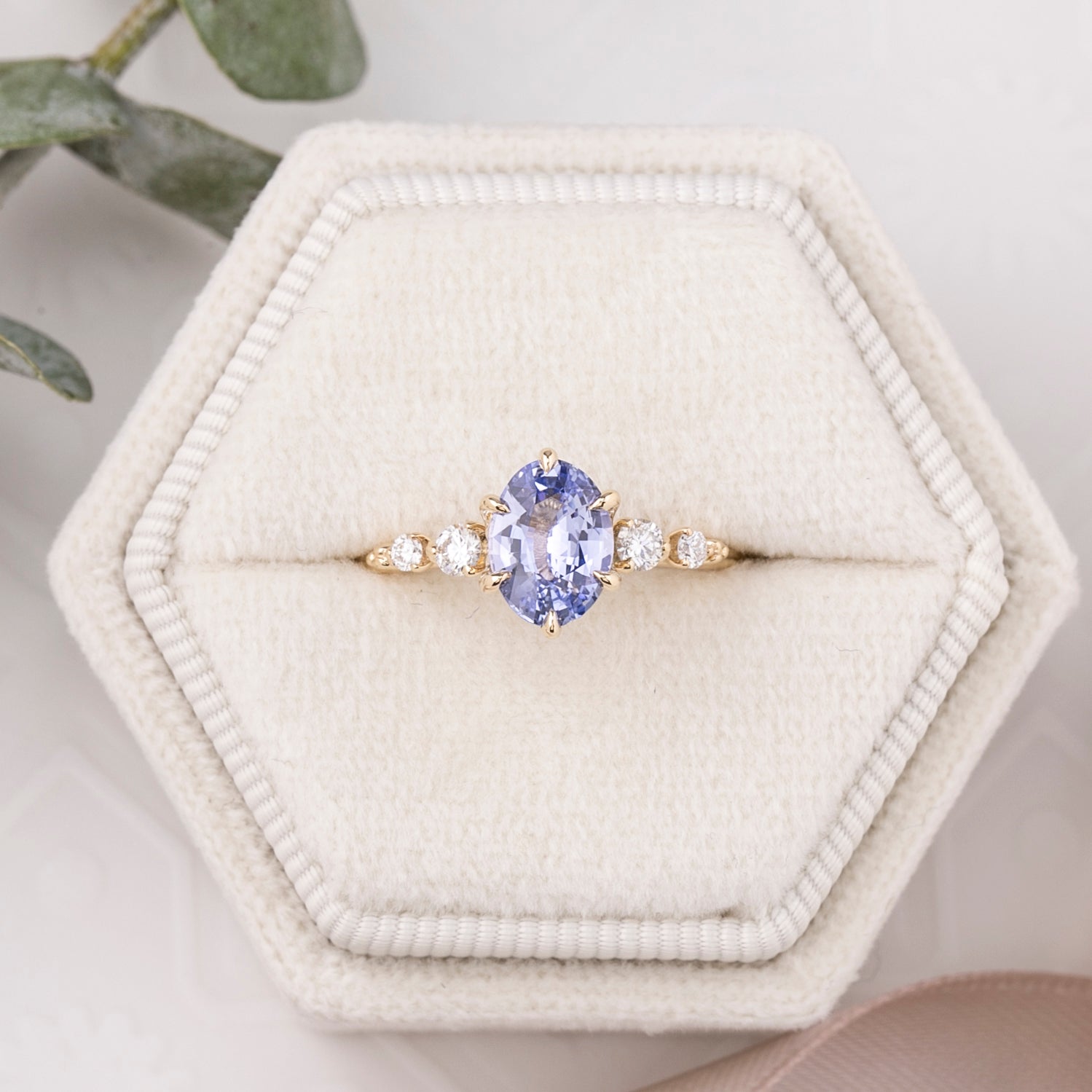 Estel Fleur Ring, 1.29ct Srilanka Sapphire, oval shape gemstone