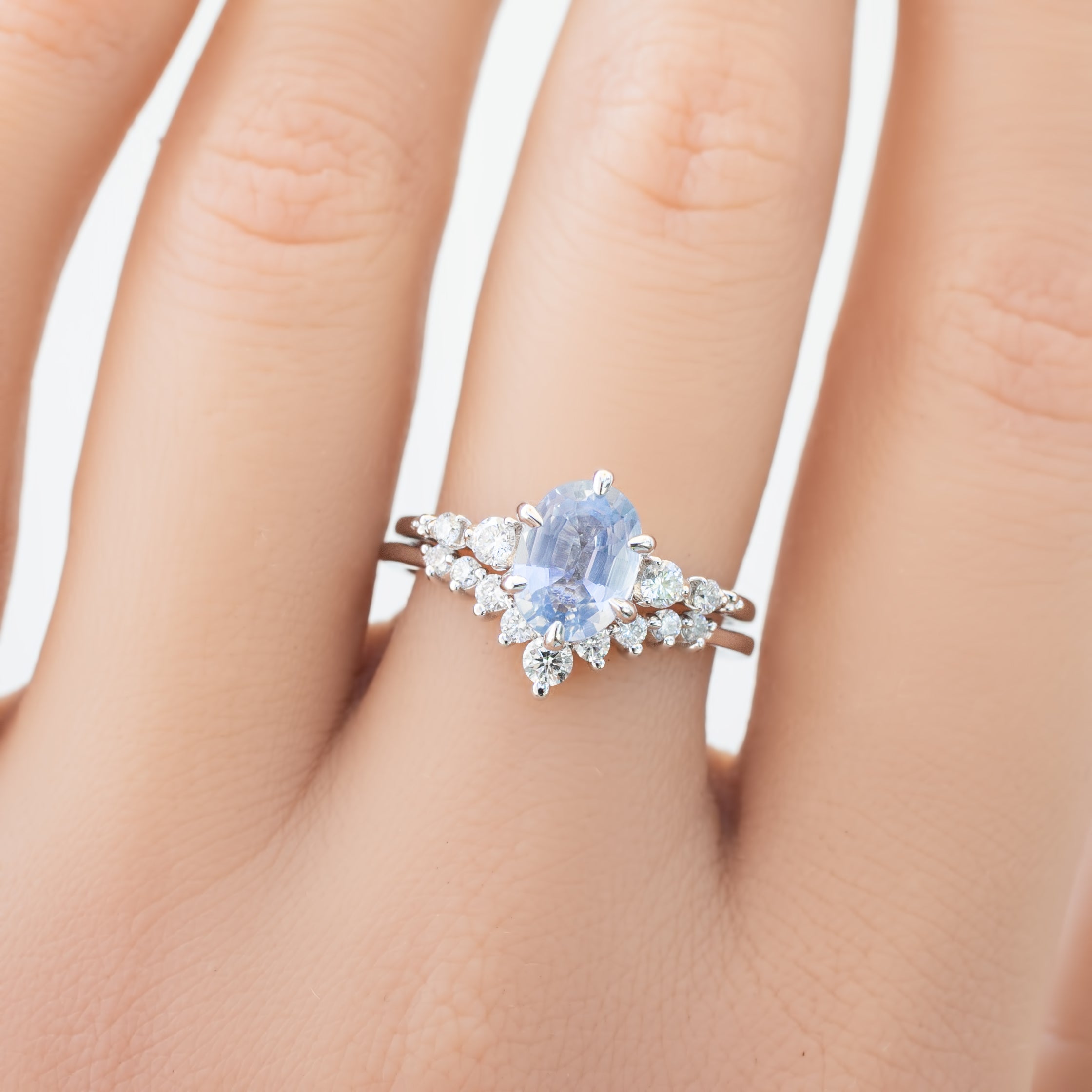 【即日配送】エステルフルールリング ・1.4ct・非加熱ブルーサファイア・K14WG
