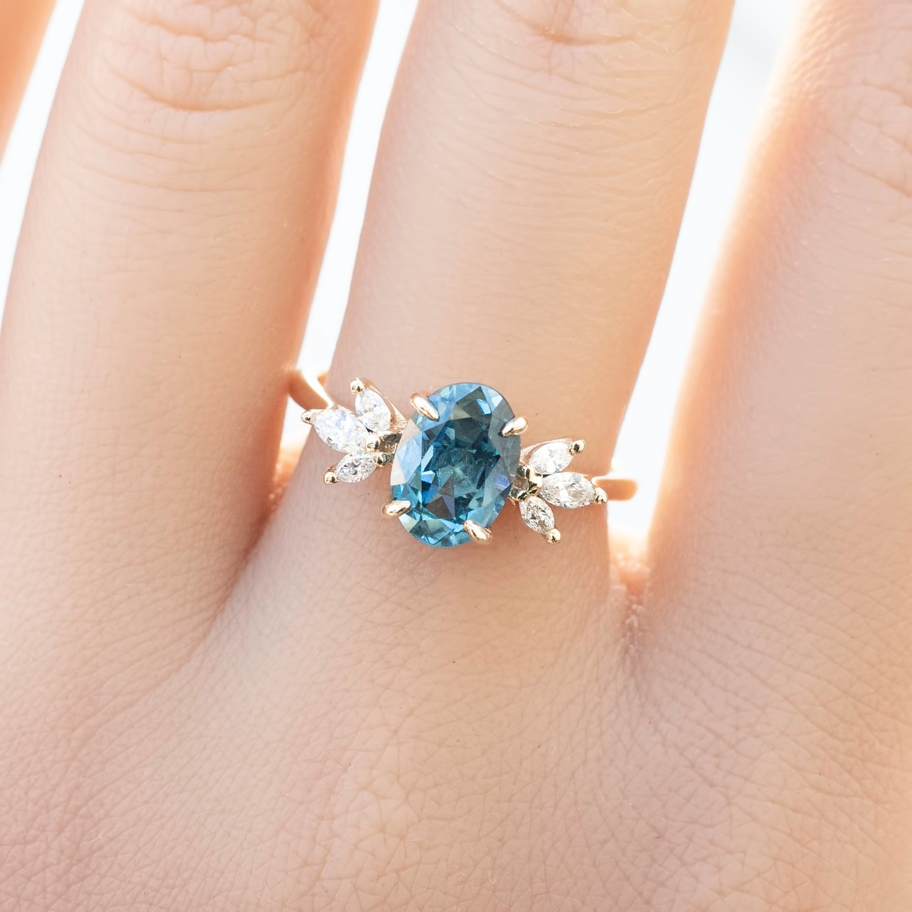 Nova Ring, 2ct Montana Sapphire, oval shape gemstone