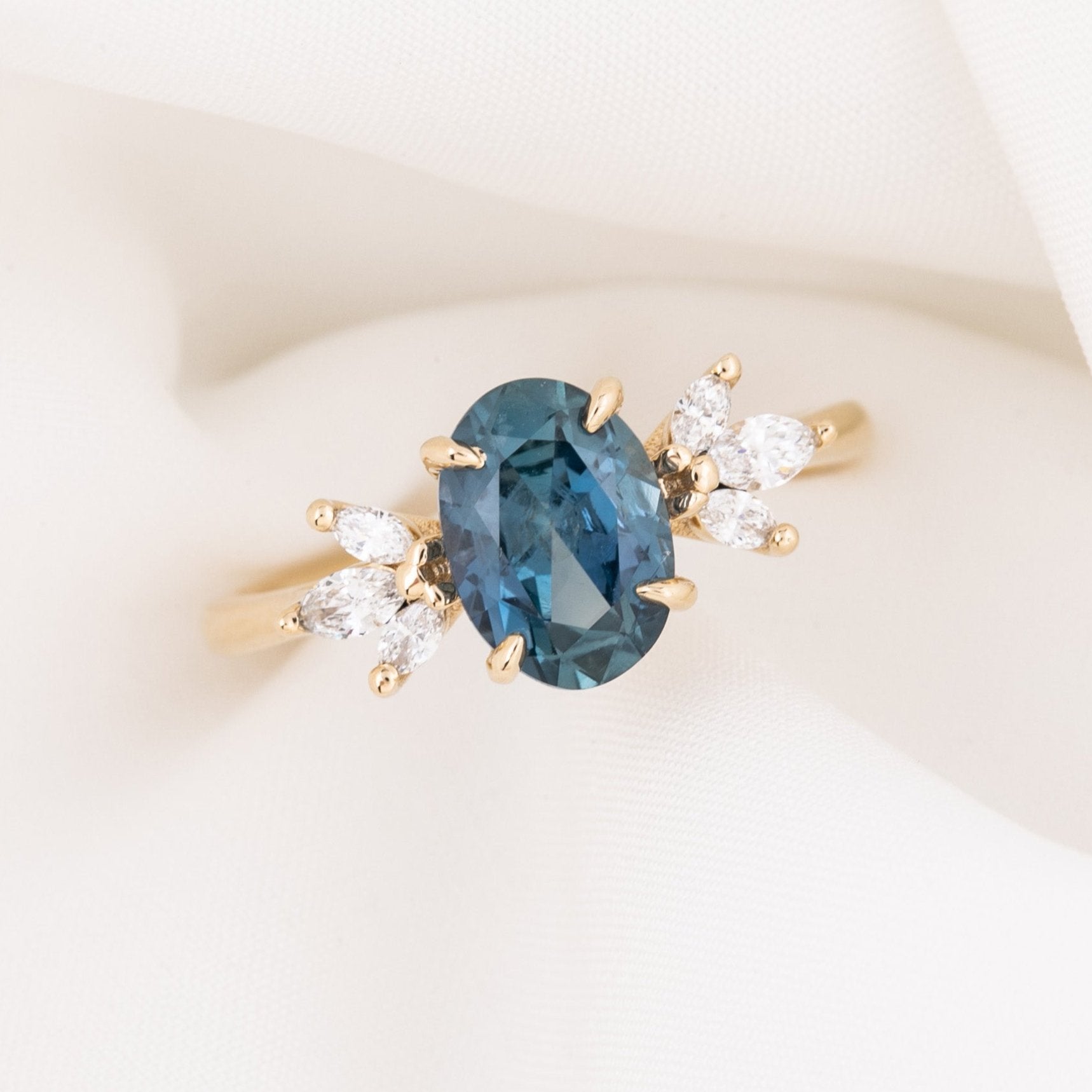 Nova Ring, 2ct Montana Sapphire, oval shape gemstone