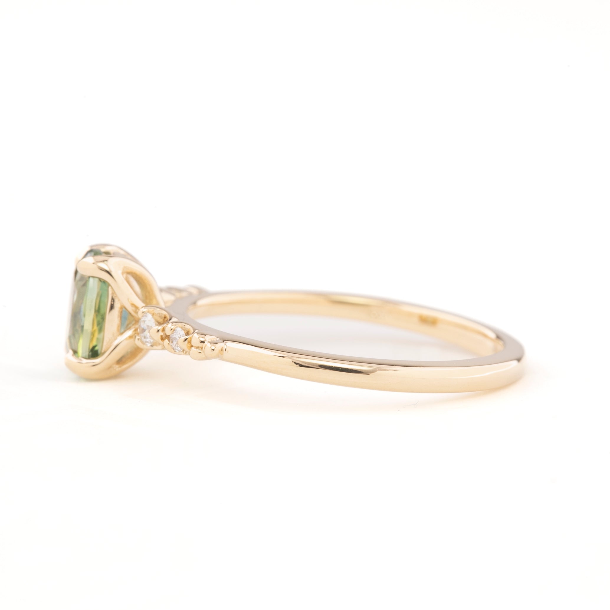 Estel Fleur Ring, 1.29ct Peacock Green Montana Sapphire