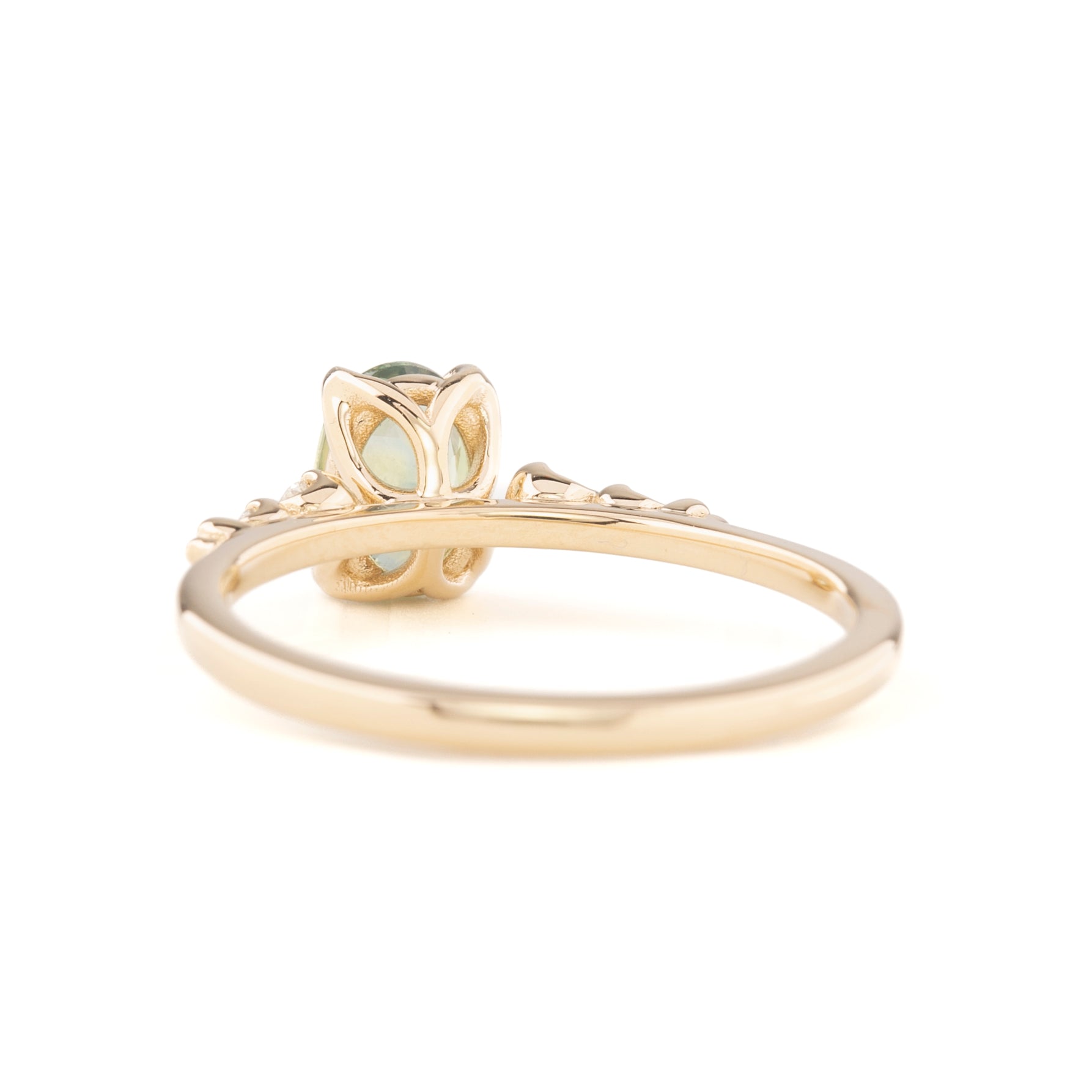 Estel Fleur Ring, 1.29ct Peacock Green Montana Sapphire