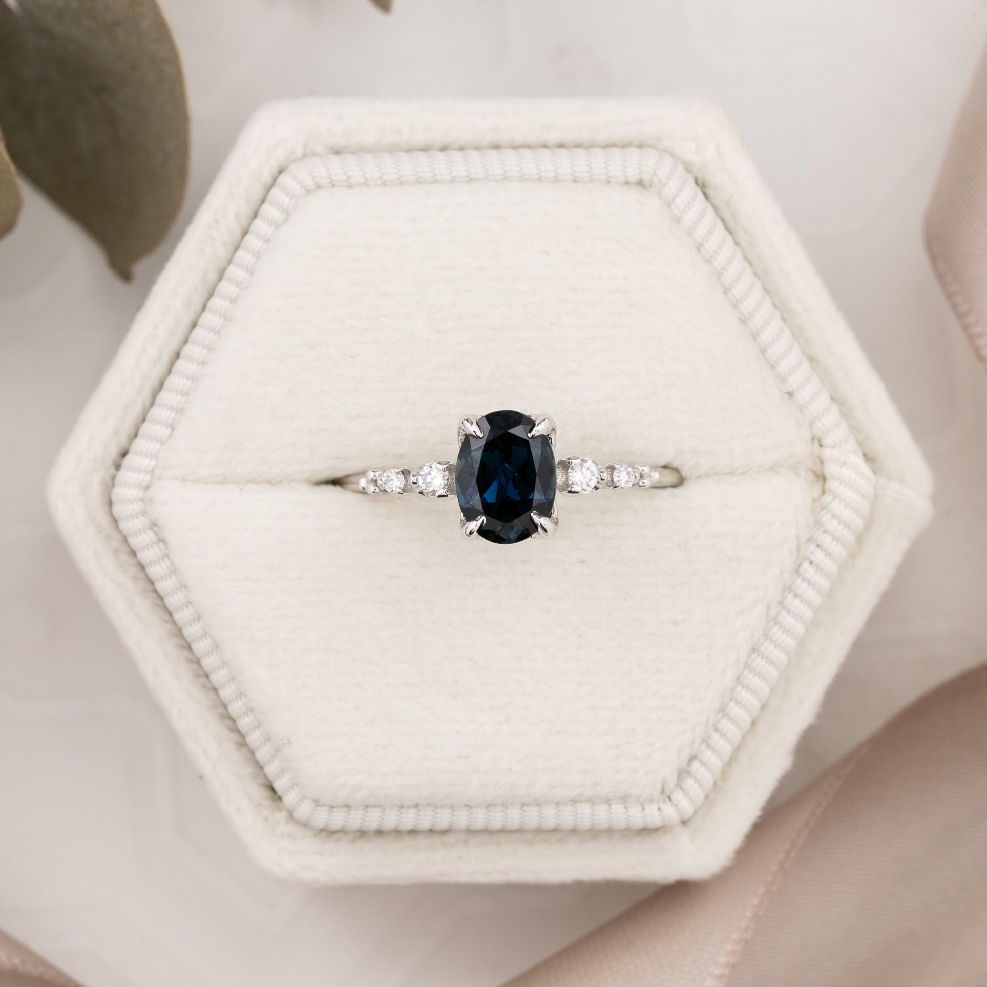 Estel Fleur Ring, 1.15ct Queensland Sapphire, oval shape gemstone