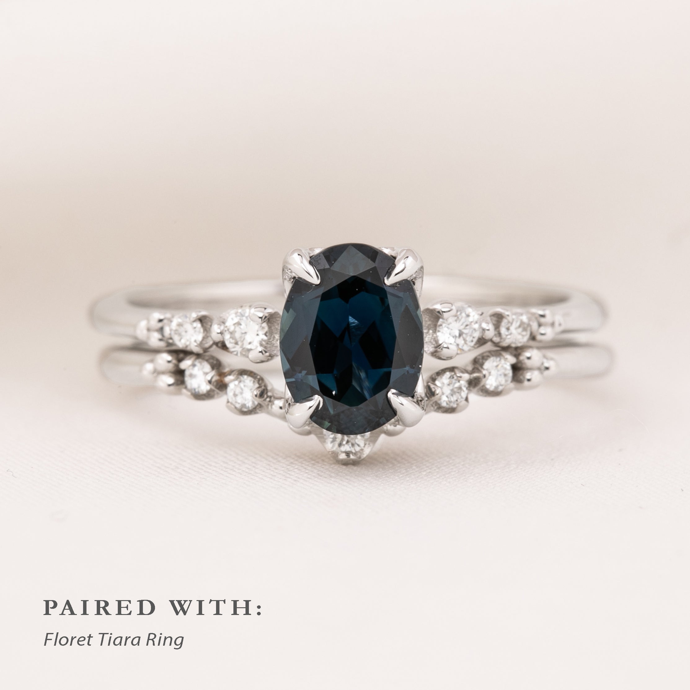 Estel Fleur Ring, 1.15ct Queensland Sapphire, oval shape gemstone
