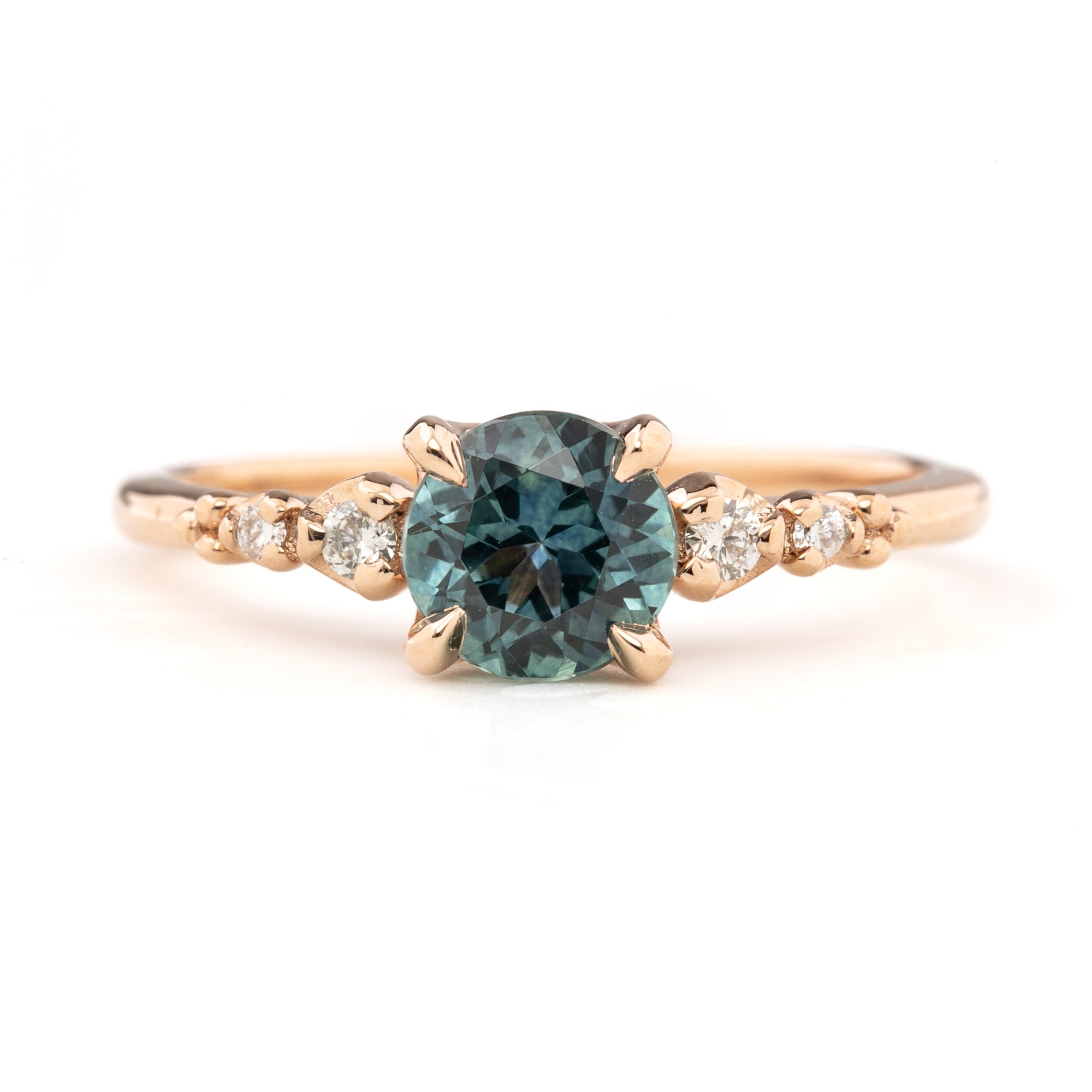 【一点物】エステルリュックスリング ・1.11ct・加熱モンタナ産ティールブルーグリーンサファイア・K14RG