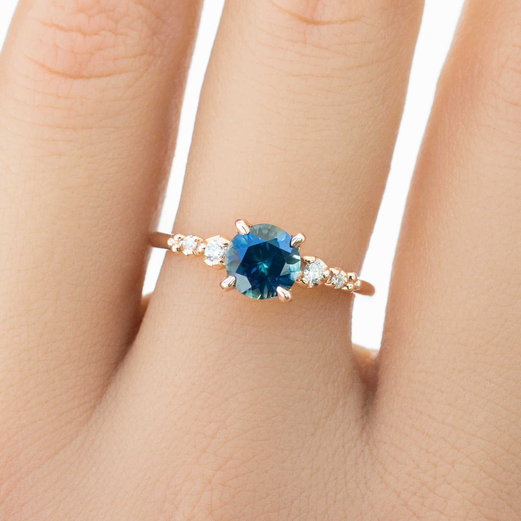 【即日配送】エステルリュックスリング ・1.16ct・加熱モンタナ産ダークティールブルーグリーンサファイア・K14RG