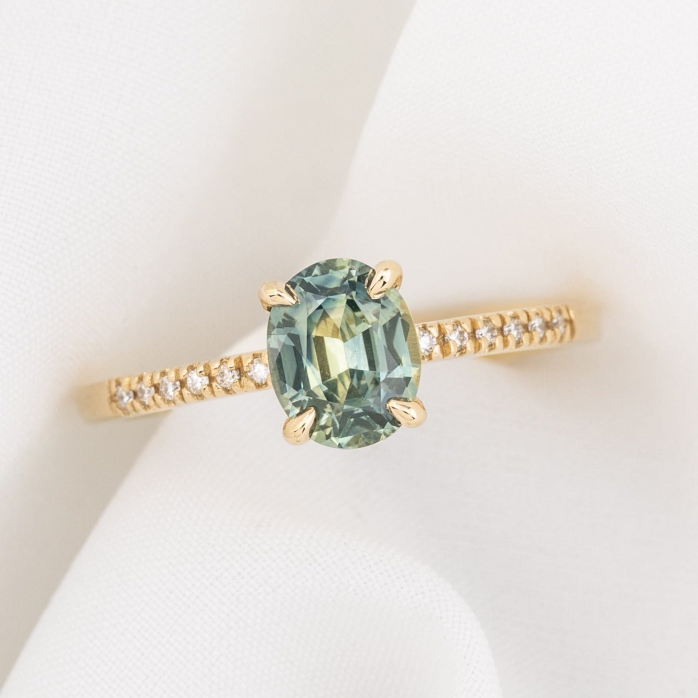 Audrey Ring, 1.20ct Montana Sapphire, oval shape gemstone