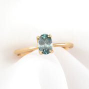 【一点物】サラリング ・0.90ct・加熱モンタナ産ブルーグリーンサファイア・K14YG