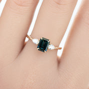 Jane Ring, 0.80ct Blue Green Teal Blue Madagascar Sapphire