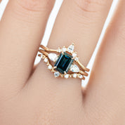 Jane Ring, 0.80ct Blue Green Teal Blue Madagascar Sapphire