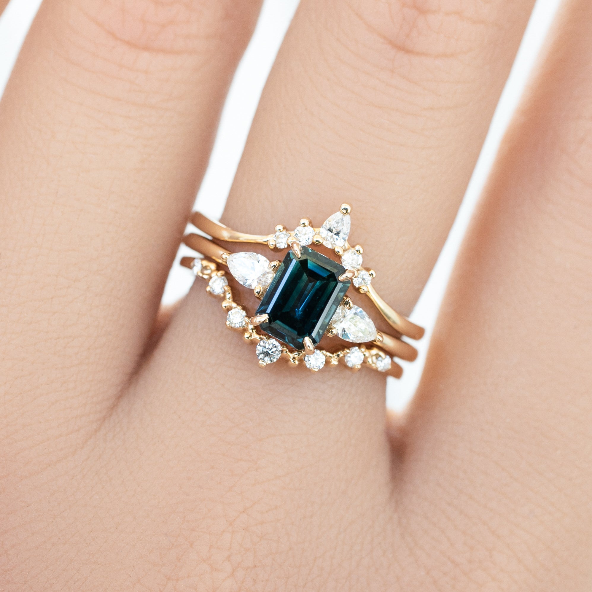Jane Ring, 0.80ct Blue Green Teal Blue Madagascar Sapphire