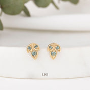 Leaf Montana Sapphire Stud Earrings