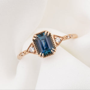 Agatha Ring, 1.11ct Emerald Montana Sapphire