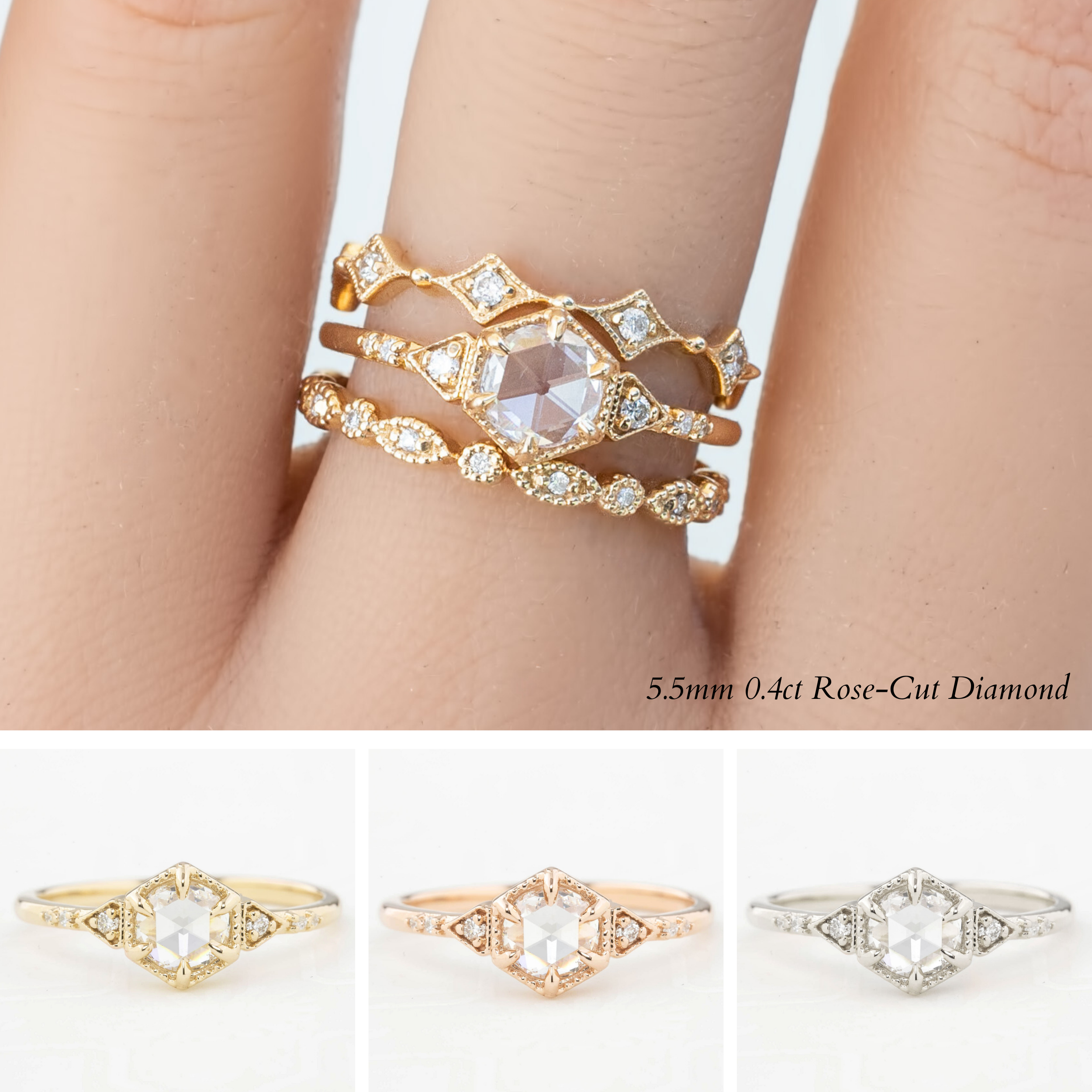 Agatha Round Rose Cut Diamond Ring