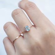 Agatha Ring, 0.60ct Emerald Cut Aquamarine