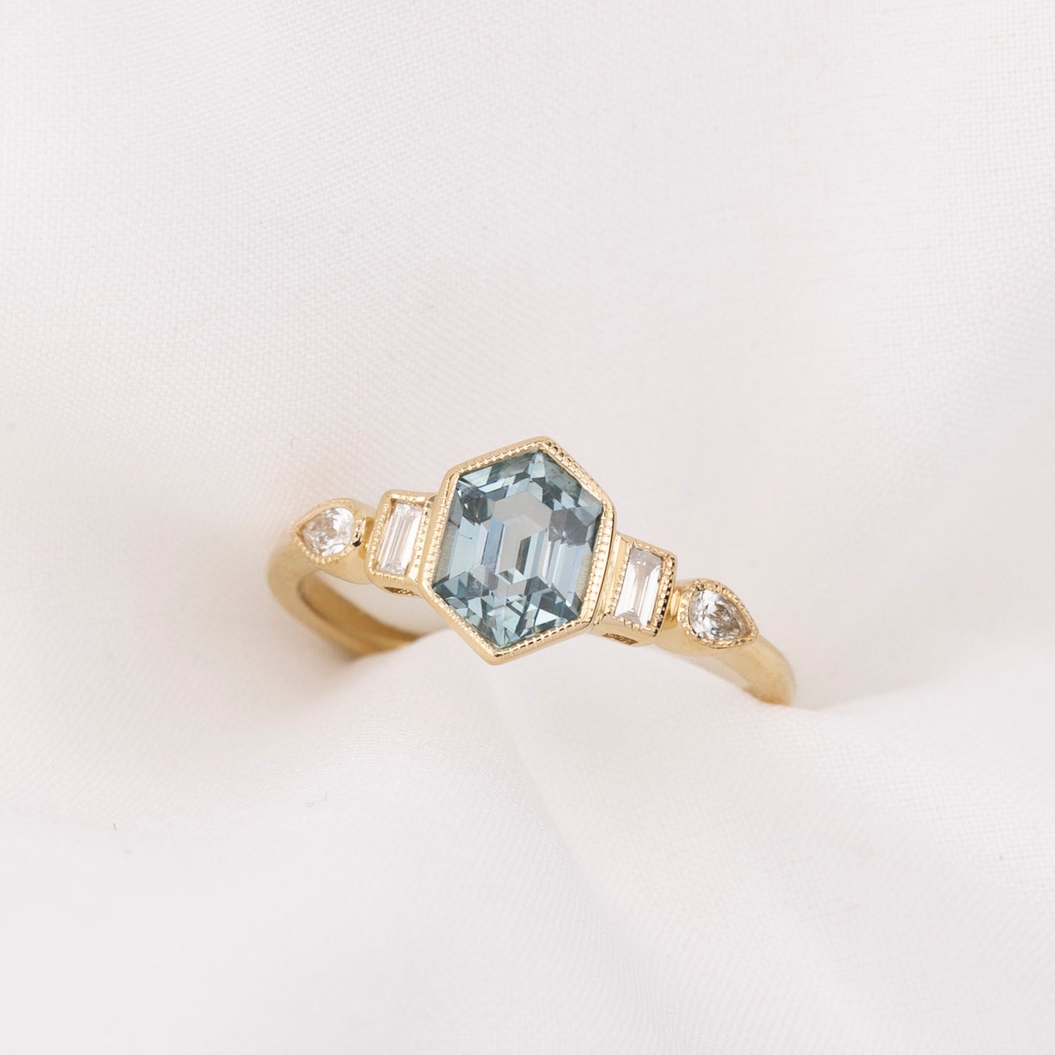 Edith Ring, 1.42ct Light Blue Montana Sapphire