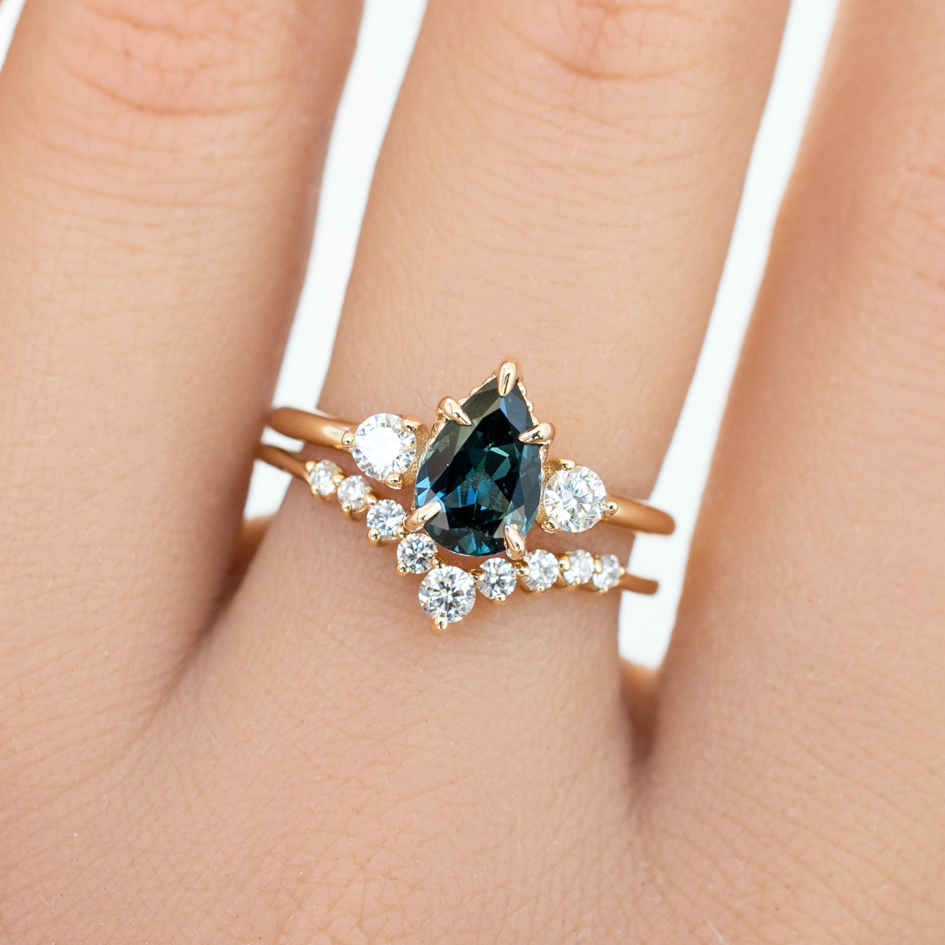 Ayana Ring, 1.09ct Teal Blue Queensland Sapphire